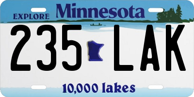 MN license plate 235LAK