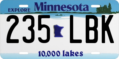 MN license plate 235LBK