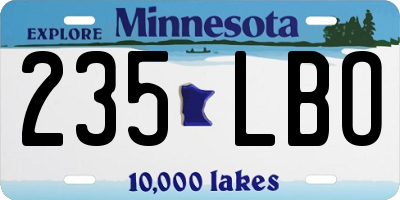 MN license plate 235LBO