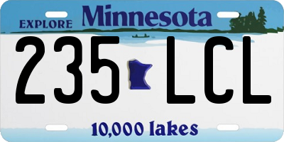 MN license plate 235LCL