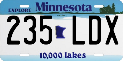MN license plate 235LDX