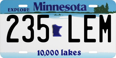 MN license plate 235LEM