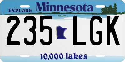 MN license plate 235LGK