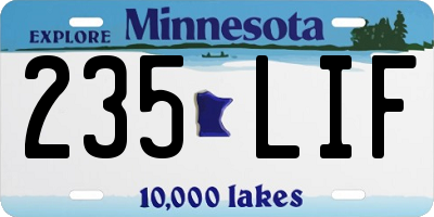MN license plate 235LIF