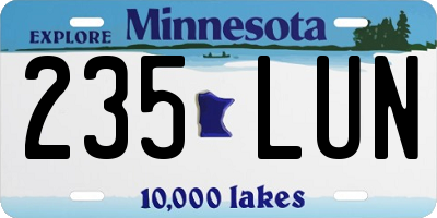 MN license plate 235LUN