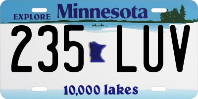 MN license plate 235LUV