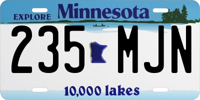 MN license plate 235MJN