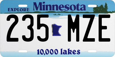 MN license plate 235MZE
