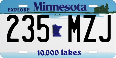 MN license plate 235MZJ
