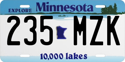 MN license plate 235MZK