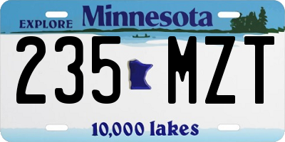 MN license plate 235MZT
