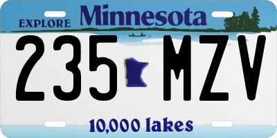 MN license plate 235MZV