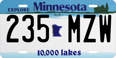 MN license plate 235MZW