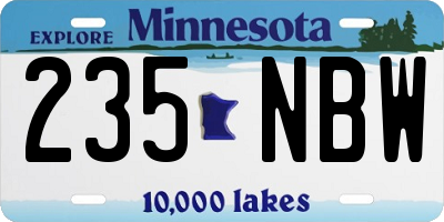 MN license plate 235NBW