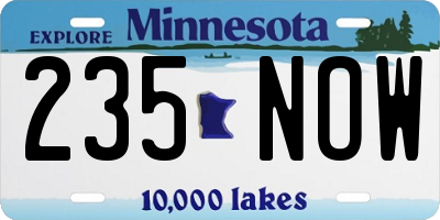 MN license plate 235NOW