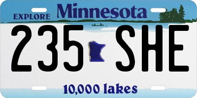 MN license plate 235SHE