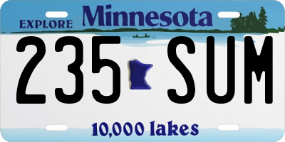 MN license plate 235SUM