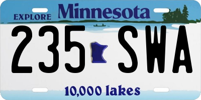 MN license plate 235SWA