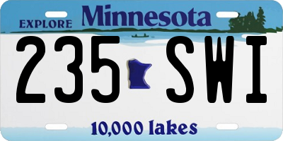 MN license plate 235SWI
