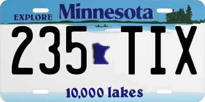 MN license plate 235TIX