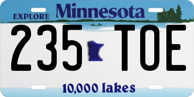 MN license plate 235TOE