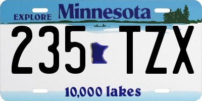MN license plate 235TZX
