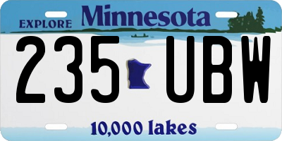 MN license plate 235UBW