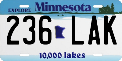 MN license plate 236LAK