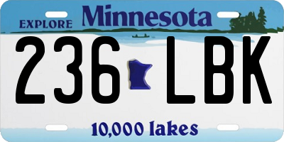 MN license plate 236LBK