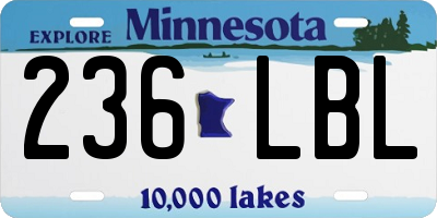 MN license plate 236LBL