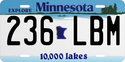 MN license plate 236LBM