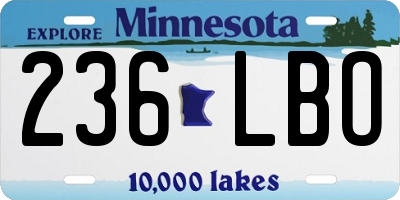 MN license plate 236LBO