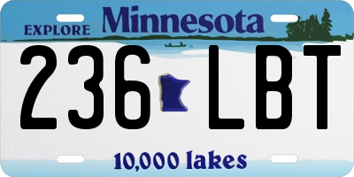 MN license plate 236LBT