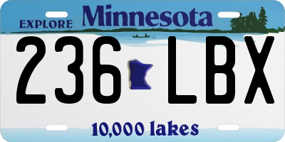 MN license plate 236LBX