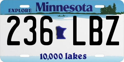 MN license plate 236LBZ