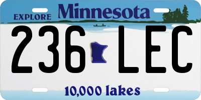 MN license plate 236LEC