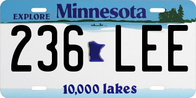 MN license plate 236LEE