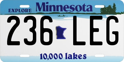 MN license plate 236LEG