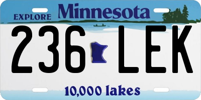 MN license plate 236LEK