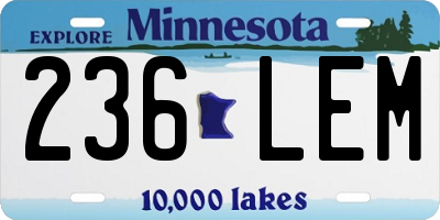 MN license plate 236LEM