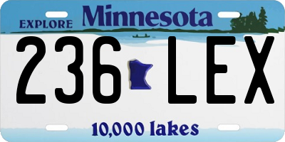 MN license plate 236LEX