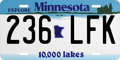 MN license plate 236LFK