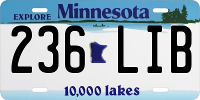 MN license plate 236LIB
