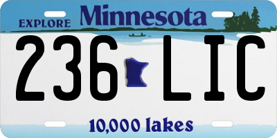 MN license plate 236LIC