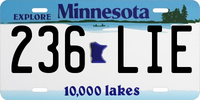 MN license plate 236LIE