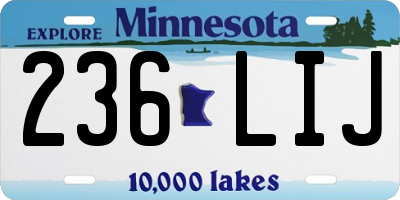 MN license plate 236LIJ