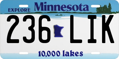 MN license plate 236LIK