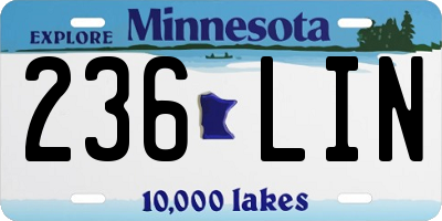 MN license plate 236LIN