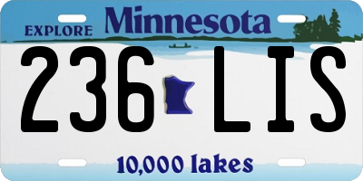 MN license plate 236LIS