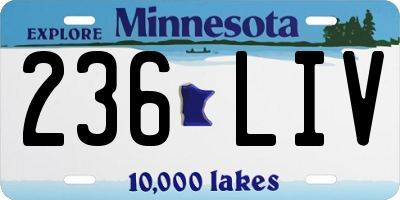 MN license plate 236LIV